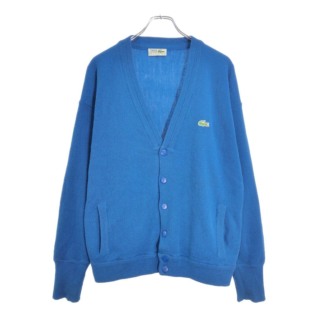 80年代 スペイン製 LACOSTE ラコステ アクリルニット カーディガン ブルー(メンズ M)中古 古着 V4717