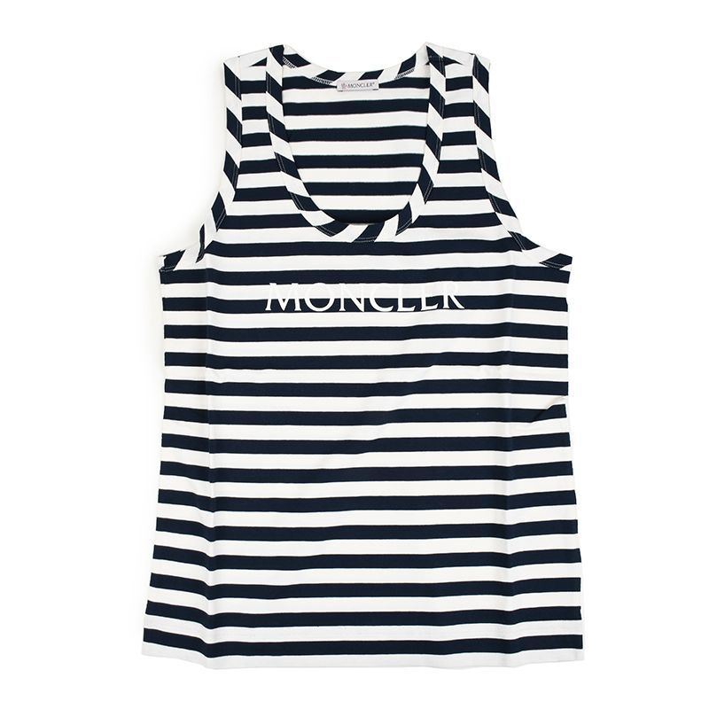 MONCLER モンクレール ネイビーボーダータンクトップレディース イタリア CANOTTA レディース