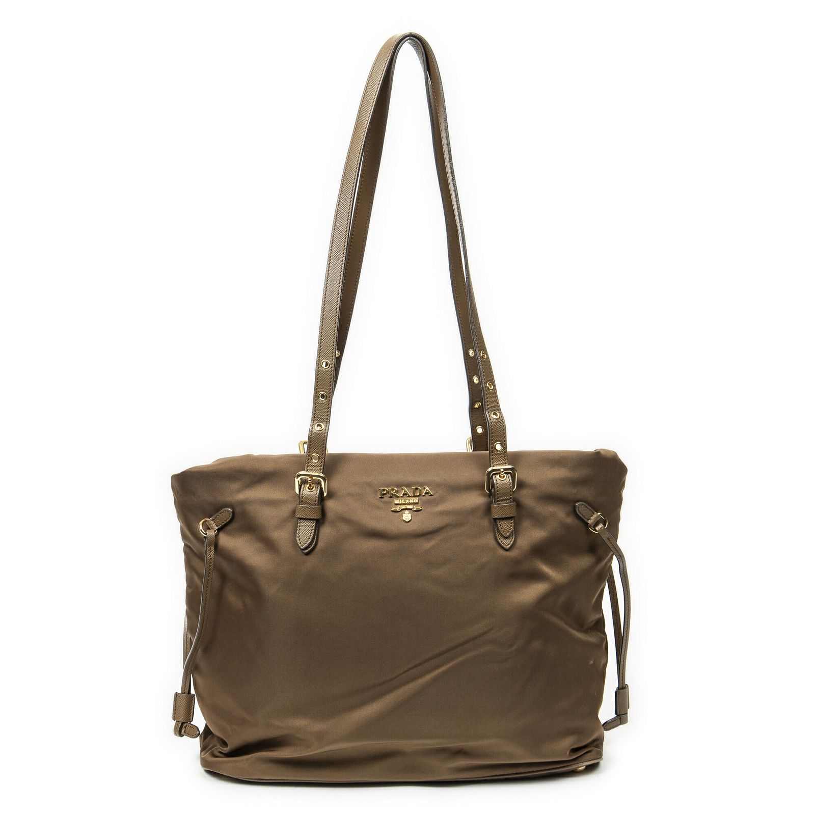 PRADA プラダジップショッピングトートタンナイロンキャンバスA