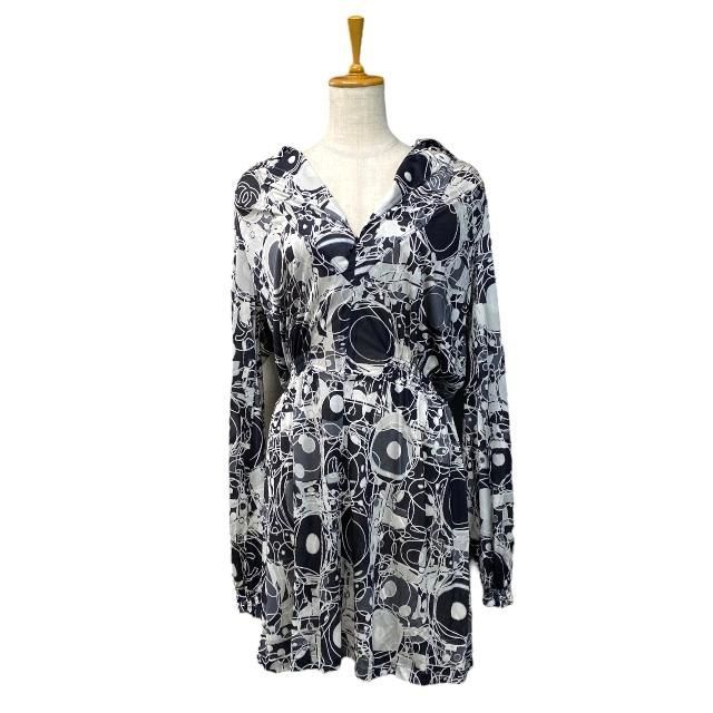 美品☆正規品　CHANEL シャネル　ココマーク　　2015SS　ワンピース CHANEL シャネル ワンピース ワンピース 長袖 総柄 ココマーク シルク