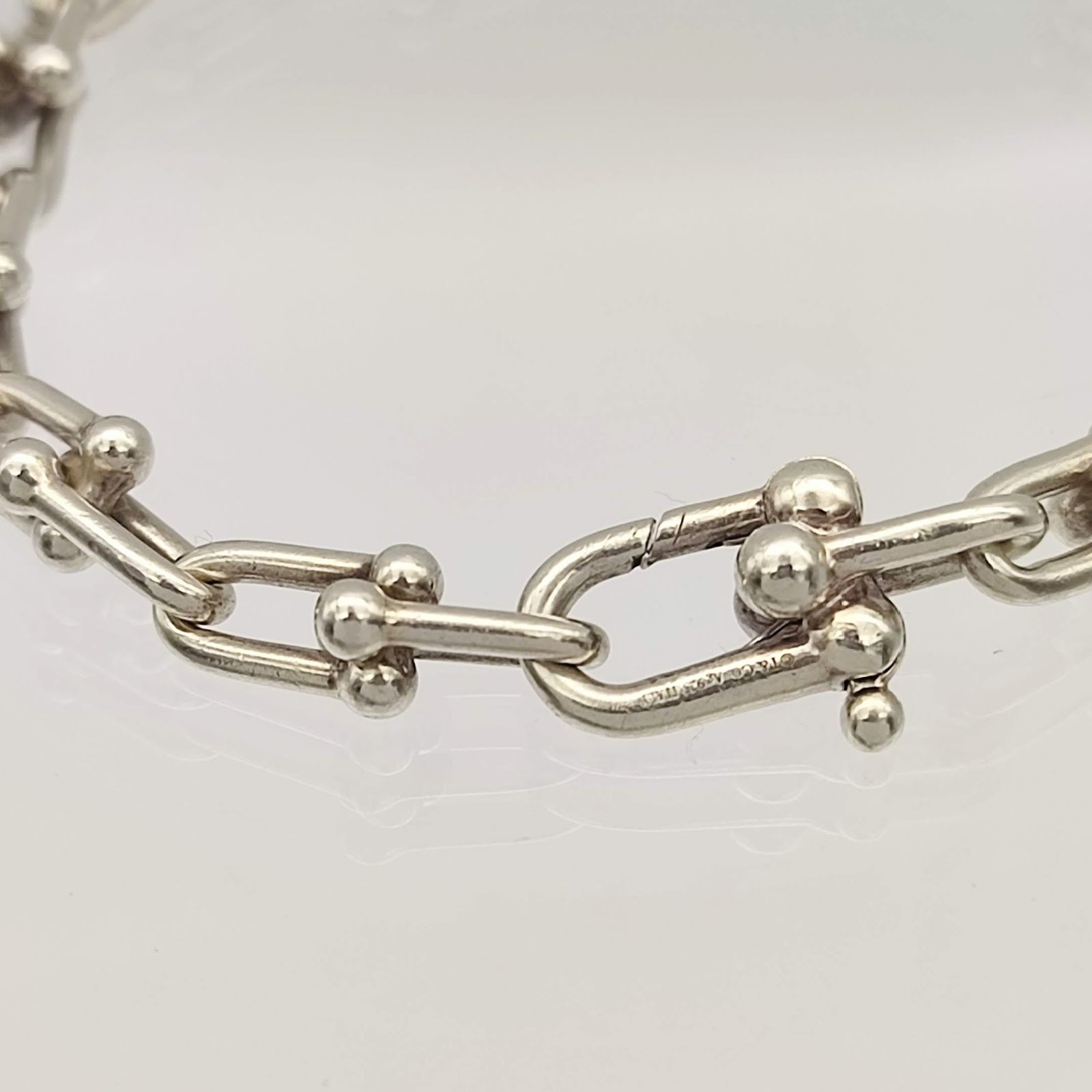 【美品】ティファニーハードウェア スモールリンクブレスレット シルバー 17cm Tiffany ＆ Co．(ティファニー) ハードウェアスモールリンク