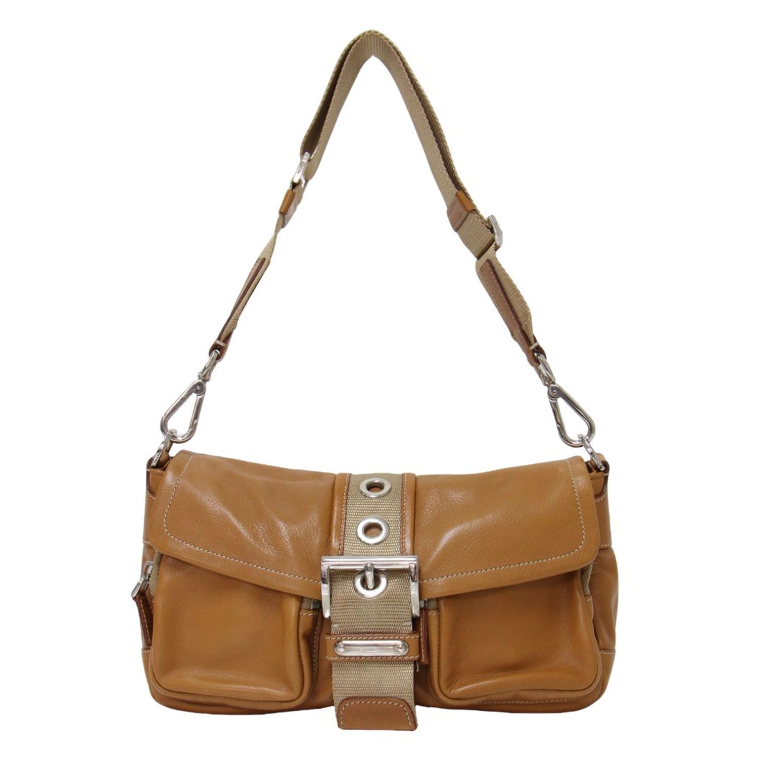 PRADA プラダ フラップ ベルト レザー ワンショルダー バッグ ロゴ