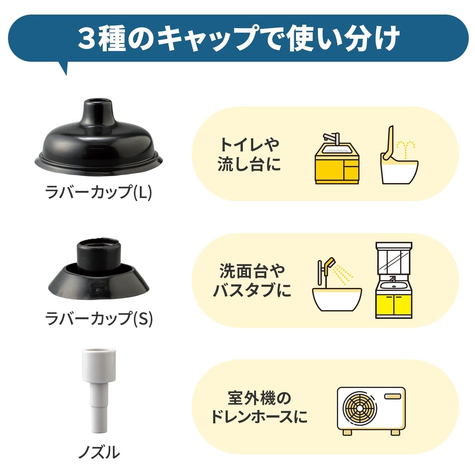 在庫処分】ドレンホース 室外機 流し台 詰まり 詰まり トイレ 排水管 バスタブ 風呂 洗面台 シンク 台所 ハンドル 吸引力 強い 使い分け 3種類  キャップ ノズル すっぽん ラバーカップ つまり クリーナー パイプ パイプクリーナー パイプのつまりクリ - メルカリ