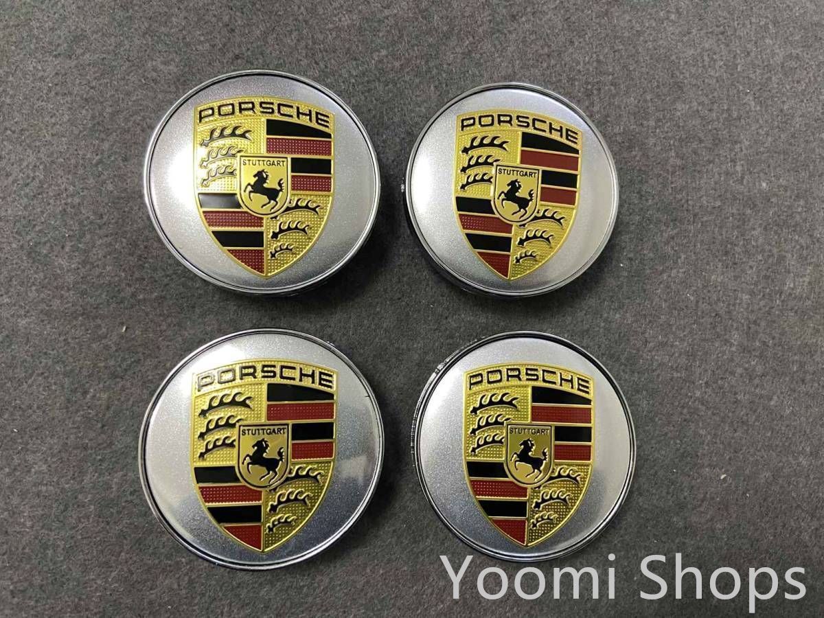 【新品未使用】ポルシェ PORSCHE ホイールキャップ ホイール ハブキャップ センター キャップ保護 防塵 4個セット 外径60mm