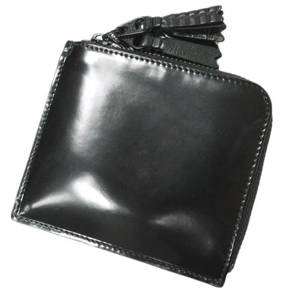 美品 comme des garcons 二つ折り財布 ネイビー ラウンドジップ