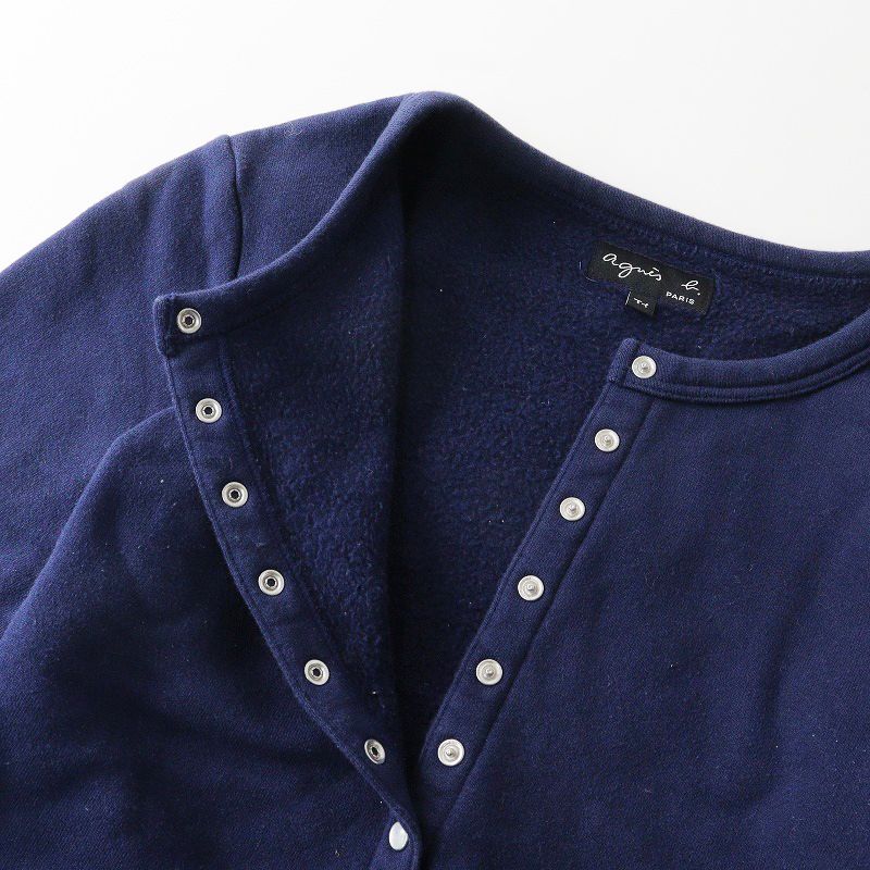 アニエスベー agnes b. コットン 裏毛 カーディガン プレッション T1