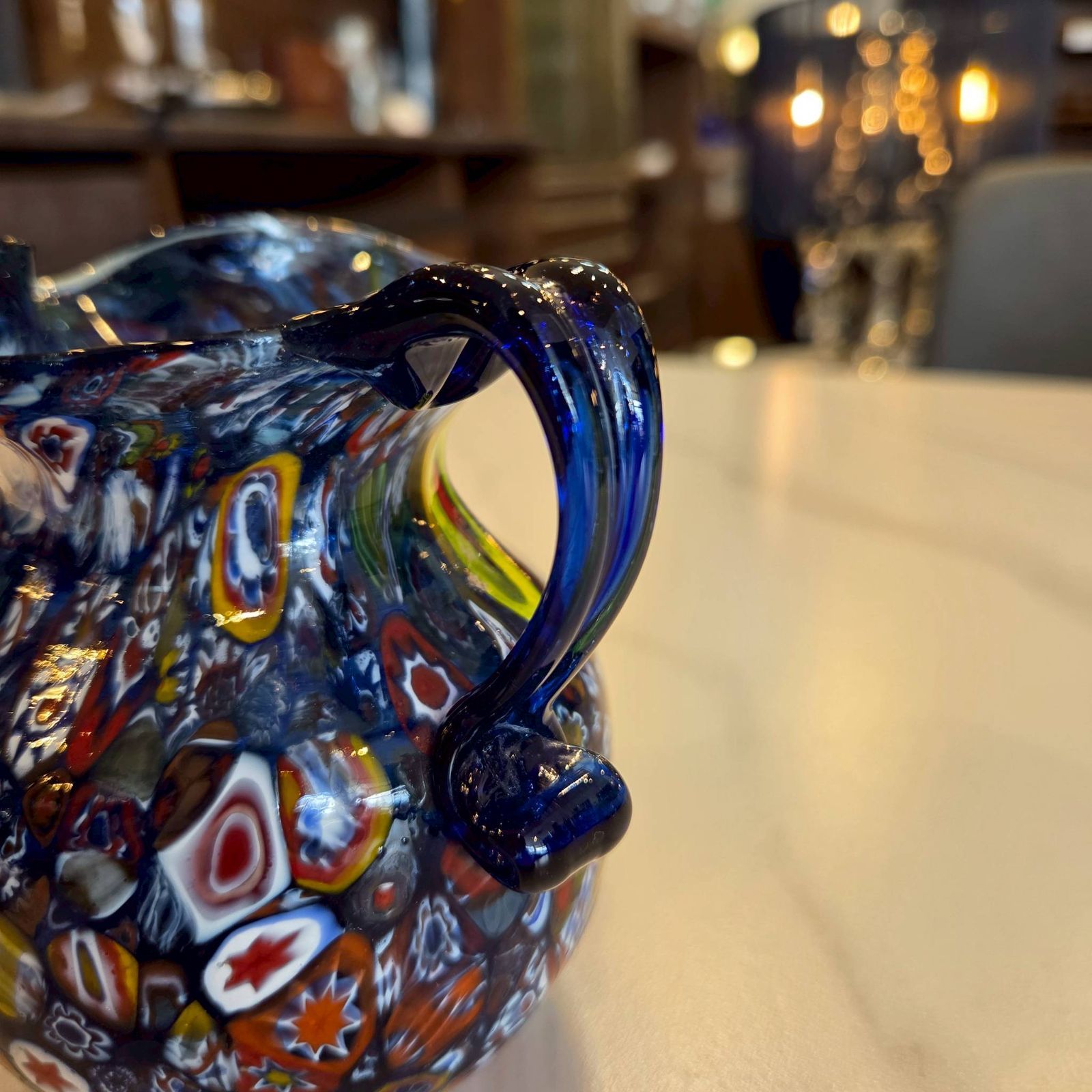 美品】MURANO GLASS ムラーノガラス 水差し ブルー イタリア製