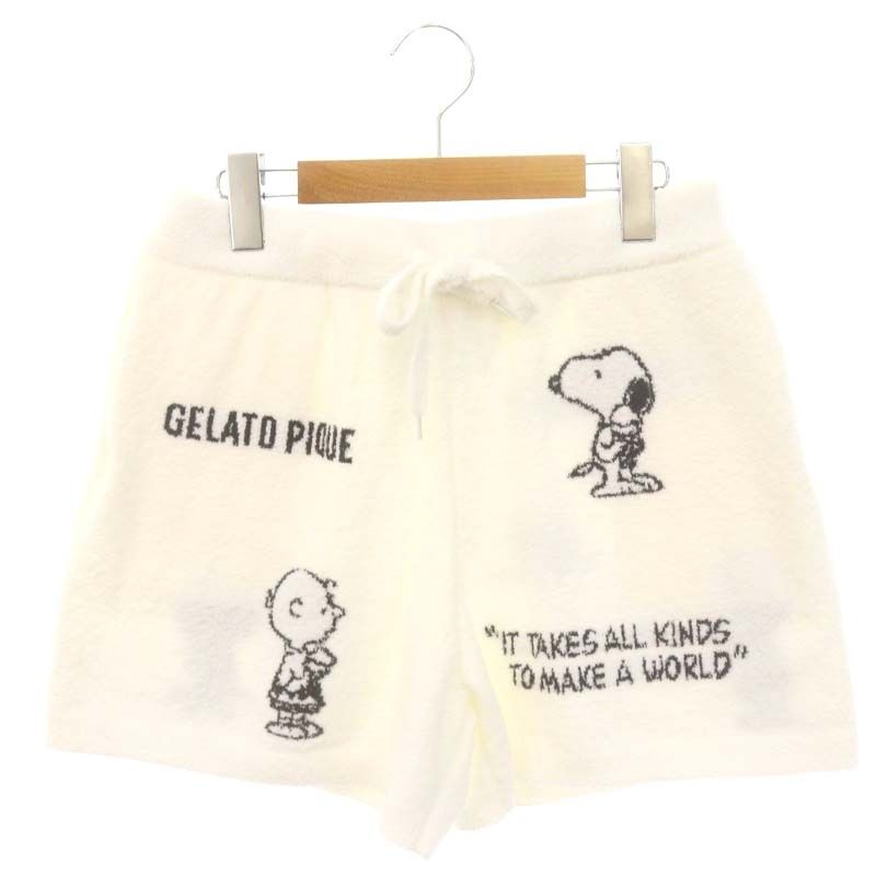 ジェラートピケ gelato pique PEANUTS SNOOPY モノグラムジャガード パーカー ショートパンツ セットアップ 上下  ルームウェア ナイトウェア F オフホワイト /DF ■OS