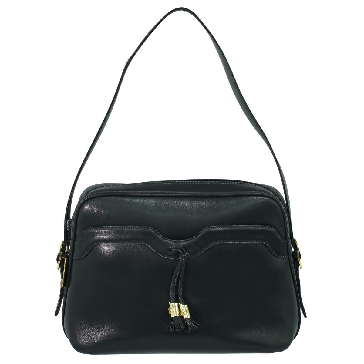 本物 グッチ GUCCI オールドグッチ ショルダーバッグ レザー ネイビー 
