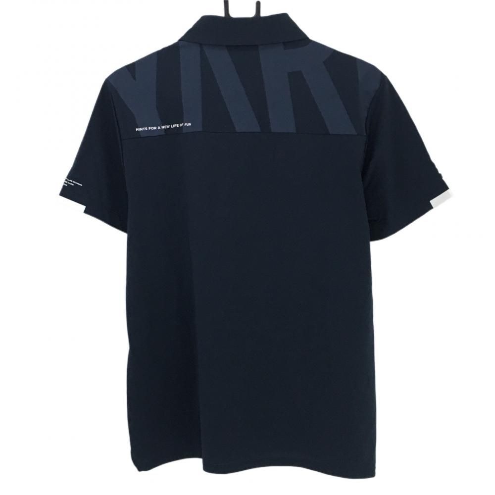 美品】ハチヤーズ 半袖ポロシャツ ダークネイビー×白 後ろ上部柄