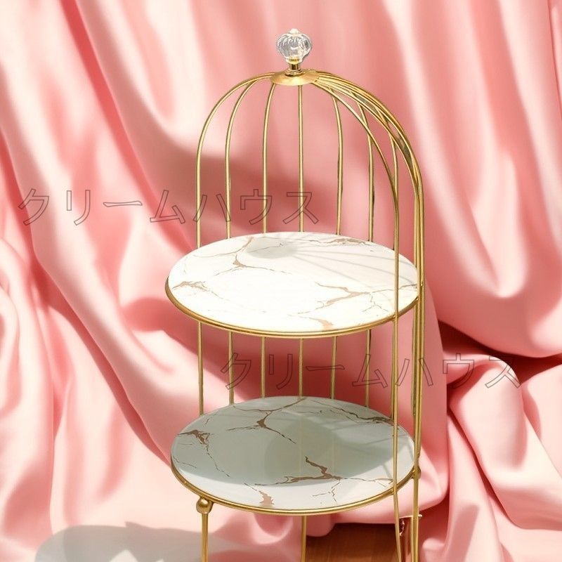 大理石調２段スタンド 大理石調2段スタンド 全2色】アンティーク調ディスプレイ