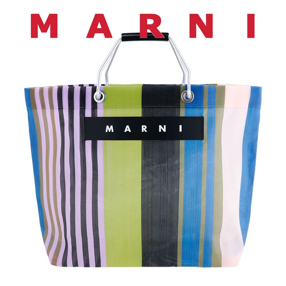 マルニフラワーマーケット MARNI マルニフラワーカフェ トートバッグ ストライプ メッシュ