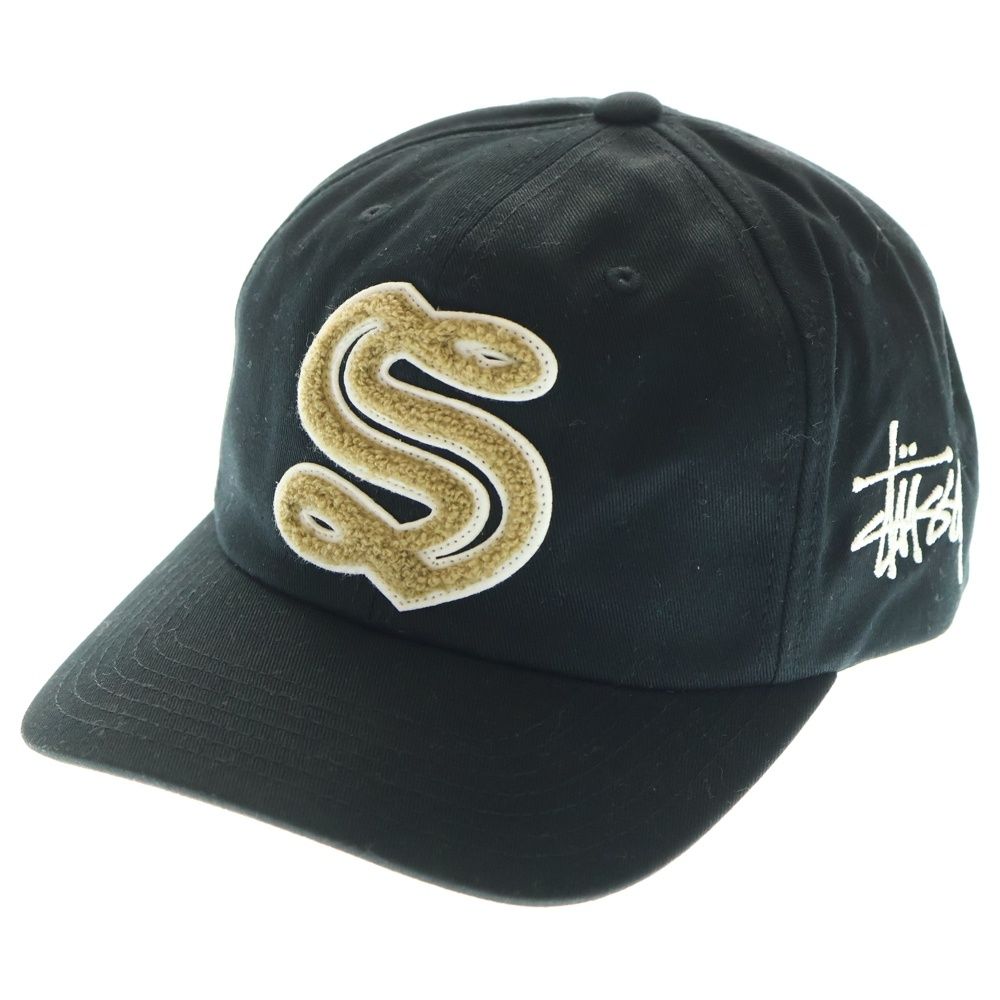 STUSSY ステューシー Chenilles S Low Pro Cap ロゴ スナップバック ベースボールキャップ 帽子 ブラック