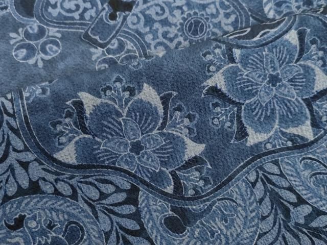 平和屋着物○前田仁仙 仁仙更紗 小紋 更紗花文 正絹 逸品 DAAV1373tw