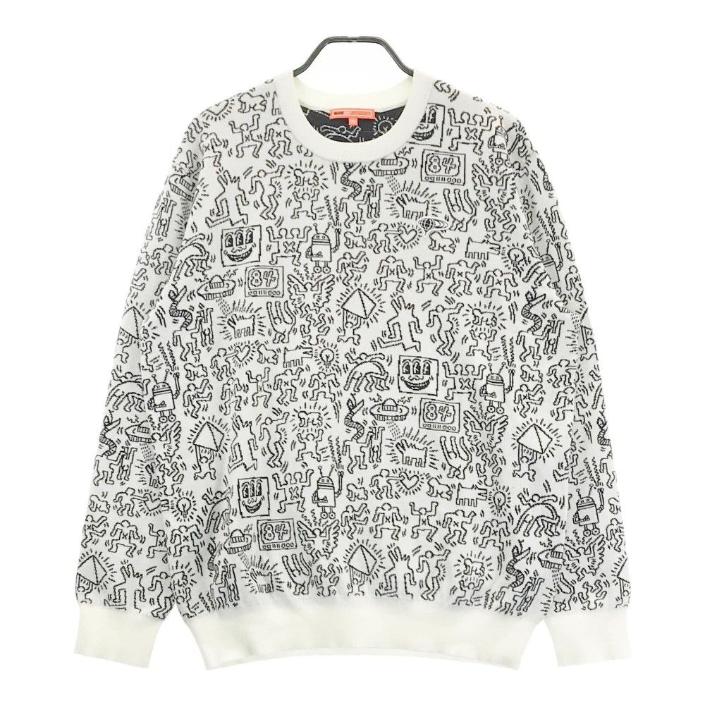 サイズ：XL BEAMS GOLF ビームスゴルフ ×Keith Haring ウール混 ニットセーター 総柄 ホワイト系 [240101227631] ゴルフウェア メンズ ストスト