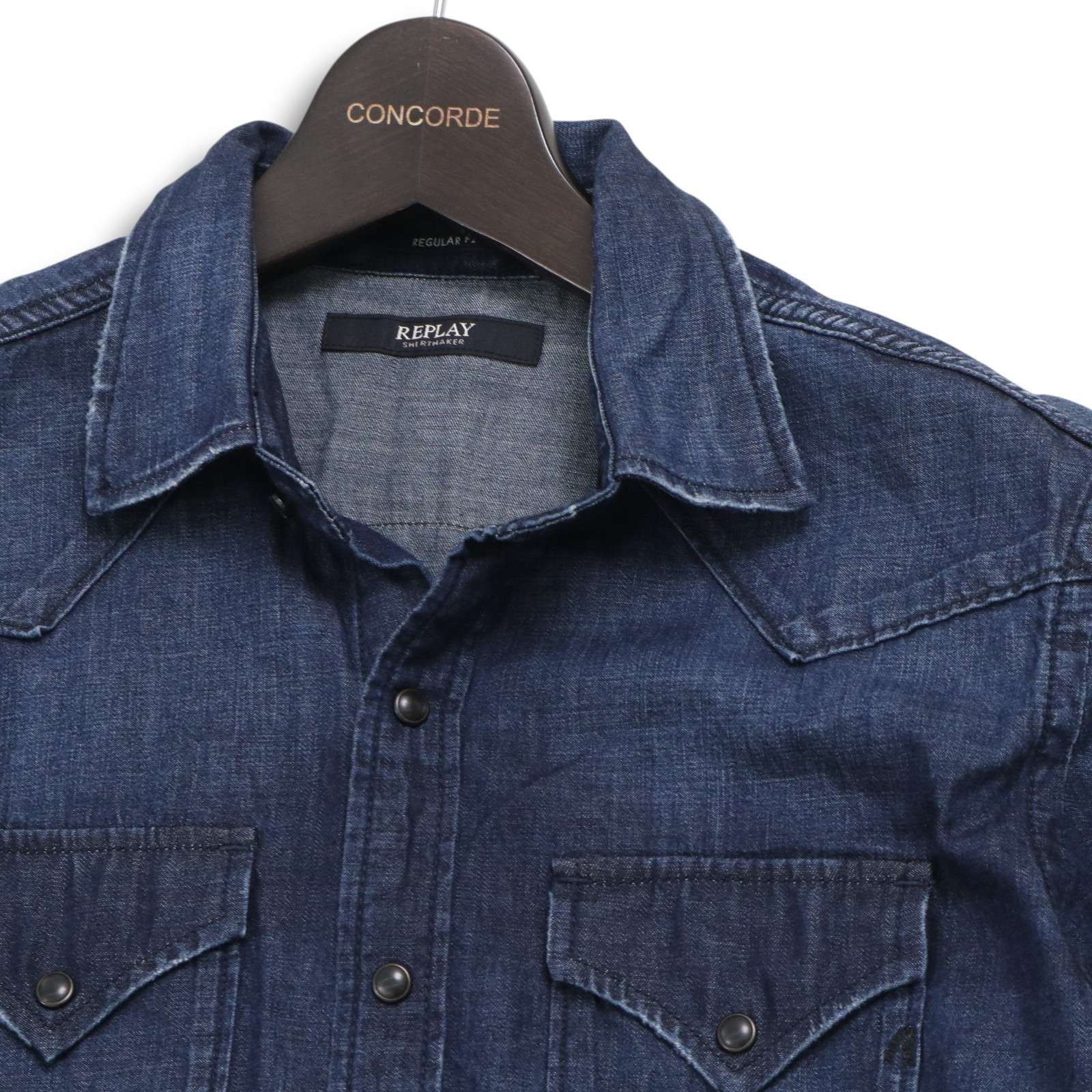 Authentic REPLAY of Distinction 長袖シャツ S REPLAY リプレイ 通年 REGULAR FIT☆ USED加工 長袖 デニム
