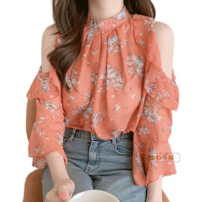 ブラウス レディース 夏 トップス シフォンブラウス 半袖 Tシャツ プリント ゆったり 体型カバー シフォン シャツブラウス 大きいサイズ 夏物 40代 50代 60代 ブラウス レディース 夏 トップス シフォンブラウス 半袖 T