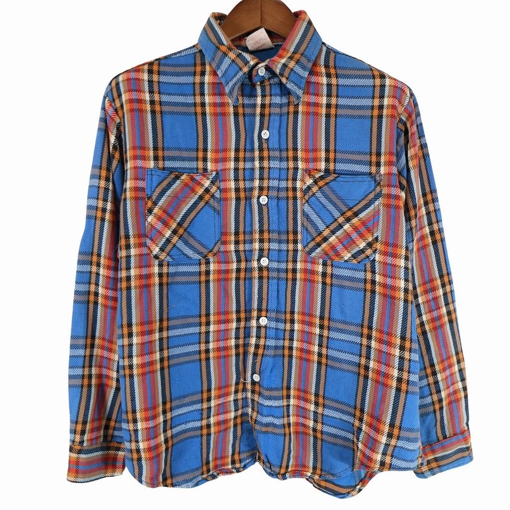 70年代 BIG MAC ビッグマック ヘビーネルシャツ 長袖シャツ 単色タグ チェック柄 ベージュ (メンズ L)   O4821