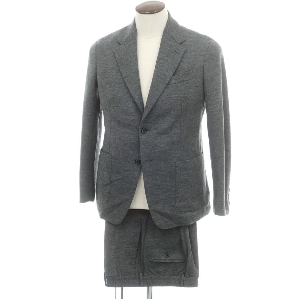 【】エストネーション ESTNATION ウールジャージー 2つボタンスーツ グレー【サイズL】【メンズ】