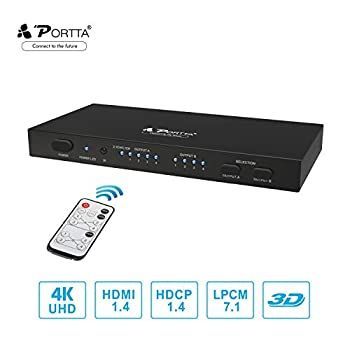 中古】Portta HDMIマトリックス 4入力2出力 HDMI スイッチ 4ポート