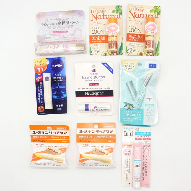 DHC/キュレル/ニベア他 リップクリーム 9点セット 未使用 まとめて 大量 コスメ レディース 【中古】