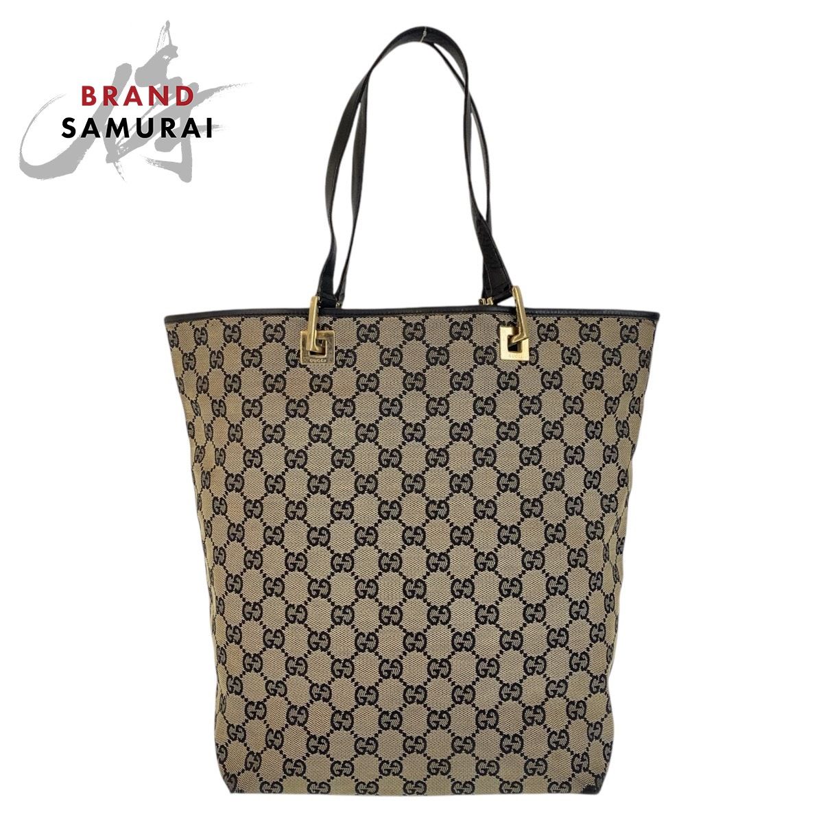 GUCCI GGパターン トートバッグ ベージュ/ブラック キャンバス