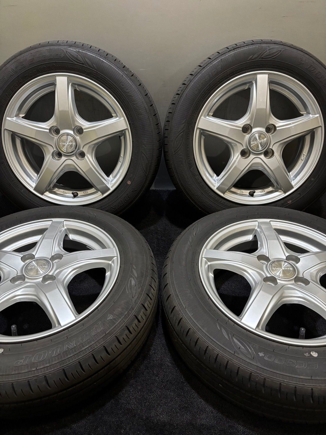 165|65R14 DUNLOP|ENASAVE EC300 22年製 VIOLENTO 14インチ 5J 39 100 4H 夏タイヤ 4本 タンク ルーミー パッソ 2-I986