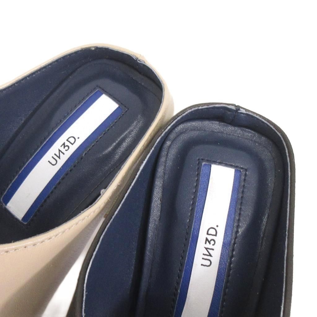 アンスリード UN3D. トング ミュール サンダル バイカラー レザー 522311805201 ベージュ系 赤 黒 38 KIN-KAAI_COM