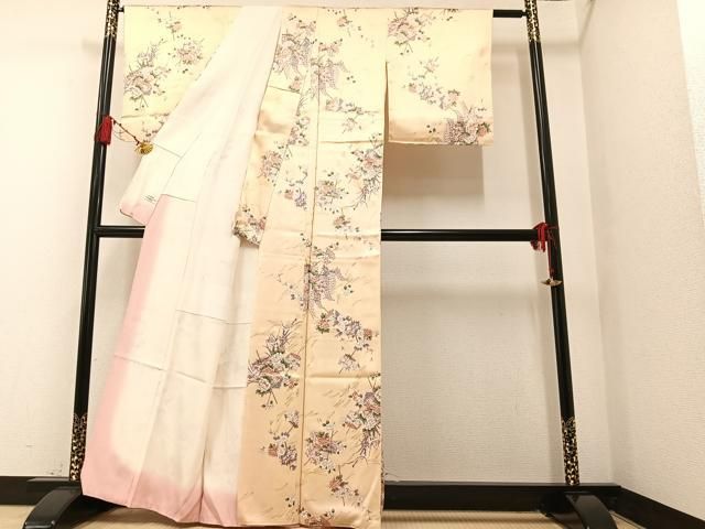 平和屋着物□上質な小紋 糸巻草花文 金彩 やまと誂製 正絹 逸品