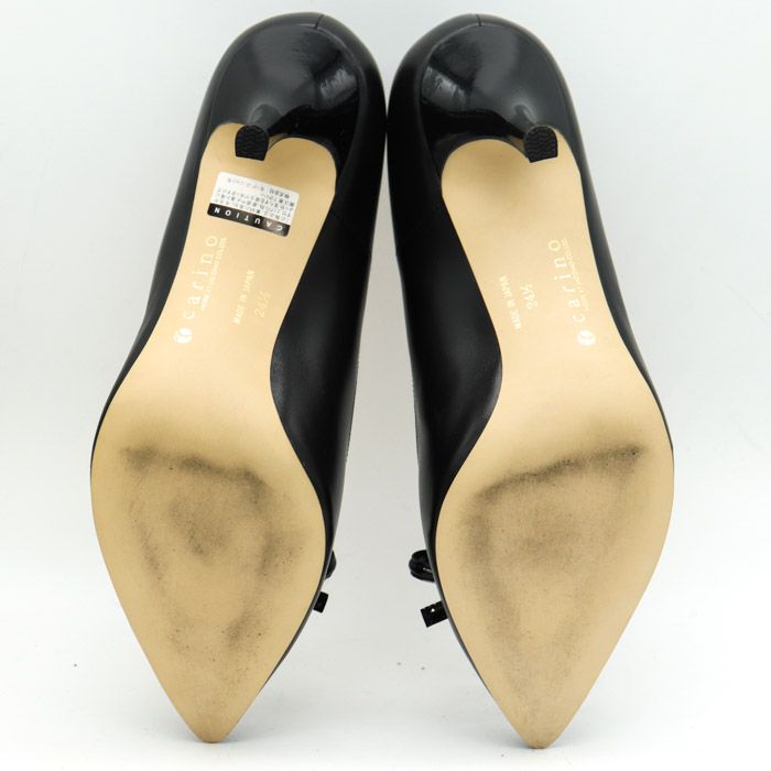 カリーノ パンプス 美品 ポインテッドトゥ リボン ハイヒール 日本製  