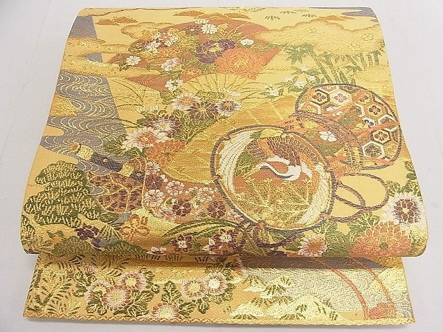 平和屋着物■六通太鼓柄袋帯　ペルシャ花鳥　金銀糸　逸品ｓ636