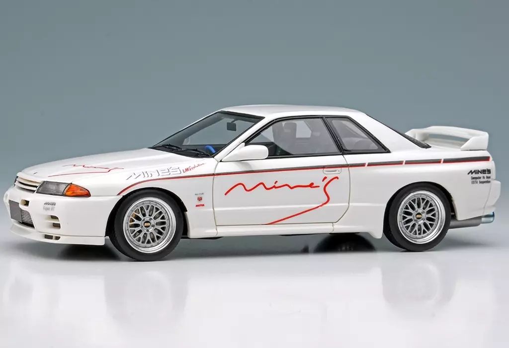 ミニカー 1|43 Mine’s Skyline GT-R BNR32 N1 ホワイト BBS LM Evolution ホイール EM644A