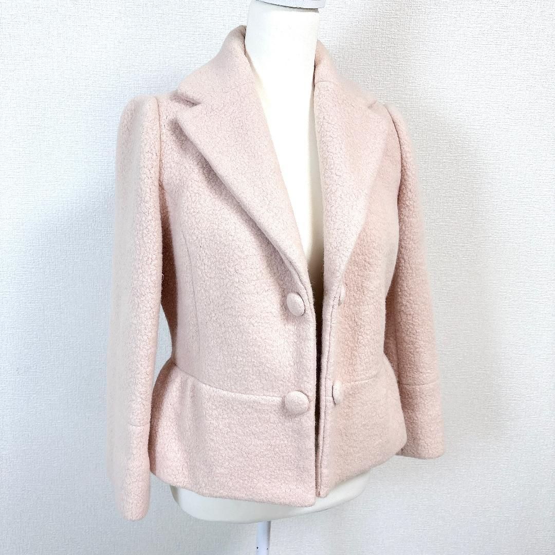TO BE CHIC アンゴラ混ジャケット ハーフコート 40 薄ピンク
