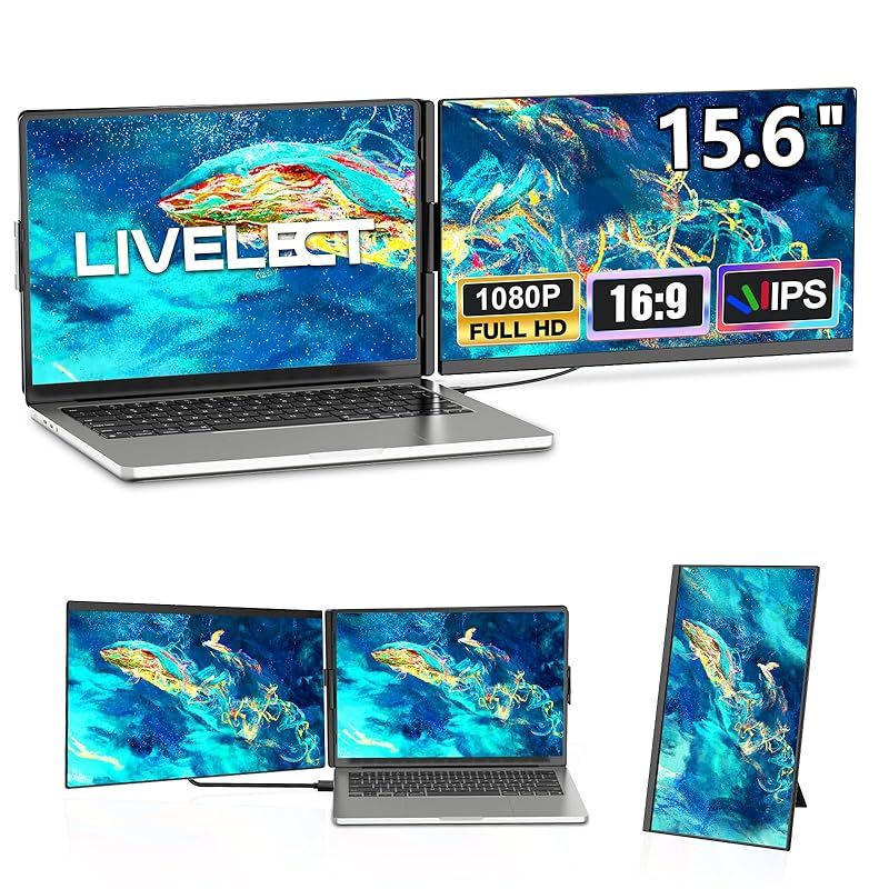 在庫限り モバイルモニター 15.6インチ 2025新型ノートパソコンモニター デュアルディスプレイ セカンドディスプレイ 脱着式デザイン 360°回転 FHD1080P 120%sRGB 非光沢 IPS液晶パネル 軽量 ノートパソコン用 USB-C|H