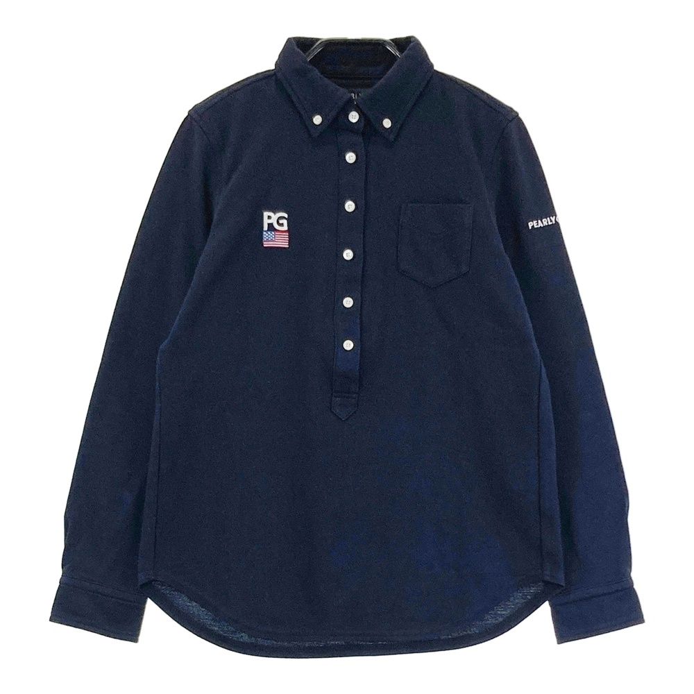 ○★新品未使用　PEARLY GATES　ロゴ 長袖ポロシャツ　5　ネイビー 楽天市場】【美品】パーリーゲイツ 長袖ポロシャツ ネイビー×白