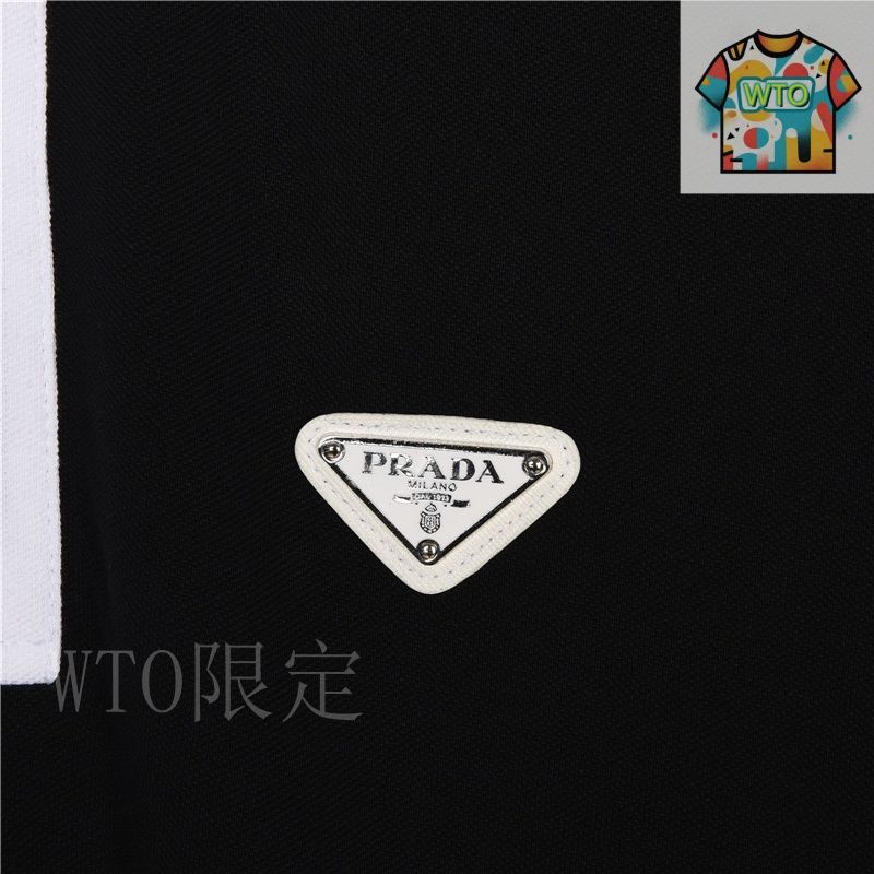 今日WTO】Prada プラダ 2024 新款カラーブロック 翻領 ショート
