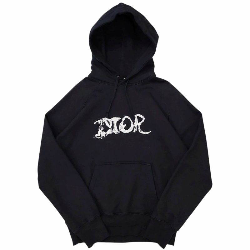 ディオール Dior × PETER DOIG 21AW ピータードイグ コラボ パーカー フーディ プルオーバー ロゴ刺繍 長袖 143J683B0531 M 黒 ブラック 0520
