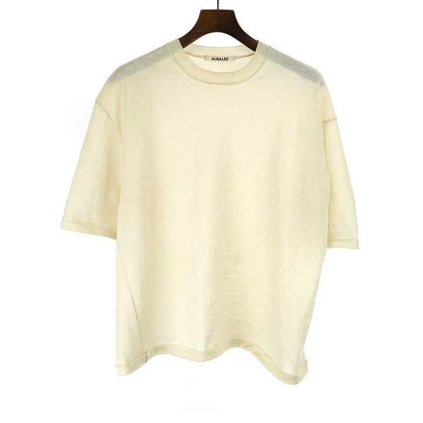 AURALEEオーラリー20SSFERRERAMOHAIRHIGHGAUZEKNITTEEハイゲージモヘアTシャツアイボリー系サイズ:4メンズIT5KS16K40WK