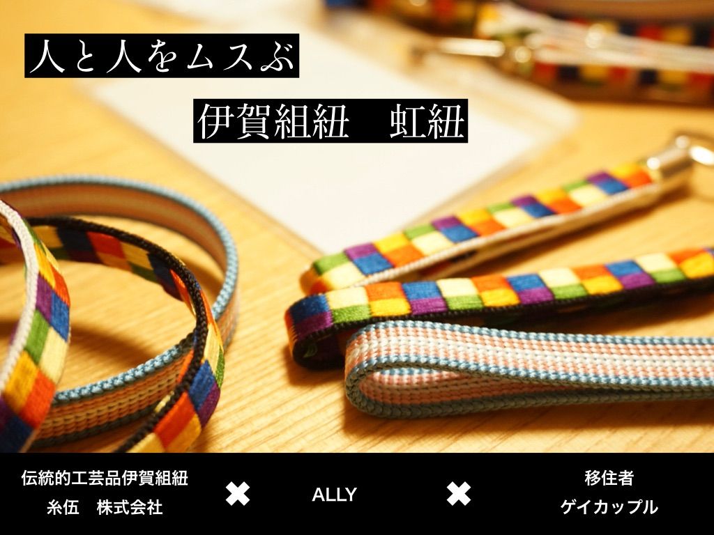 虹紐ブレスレット　白フチ