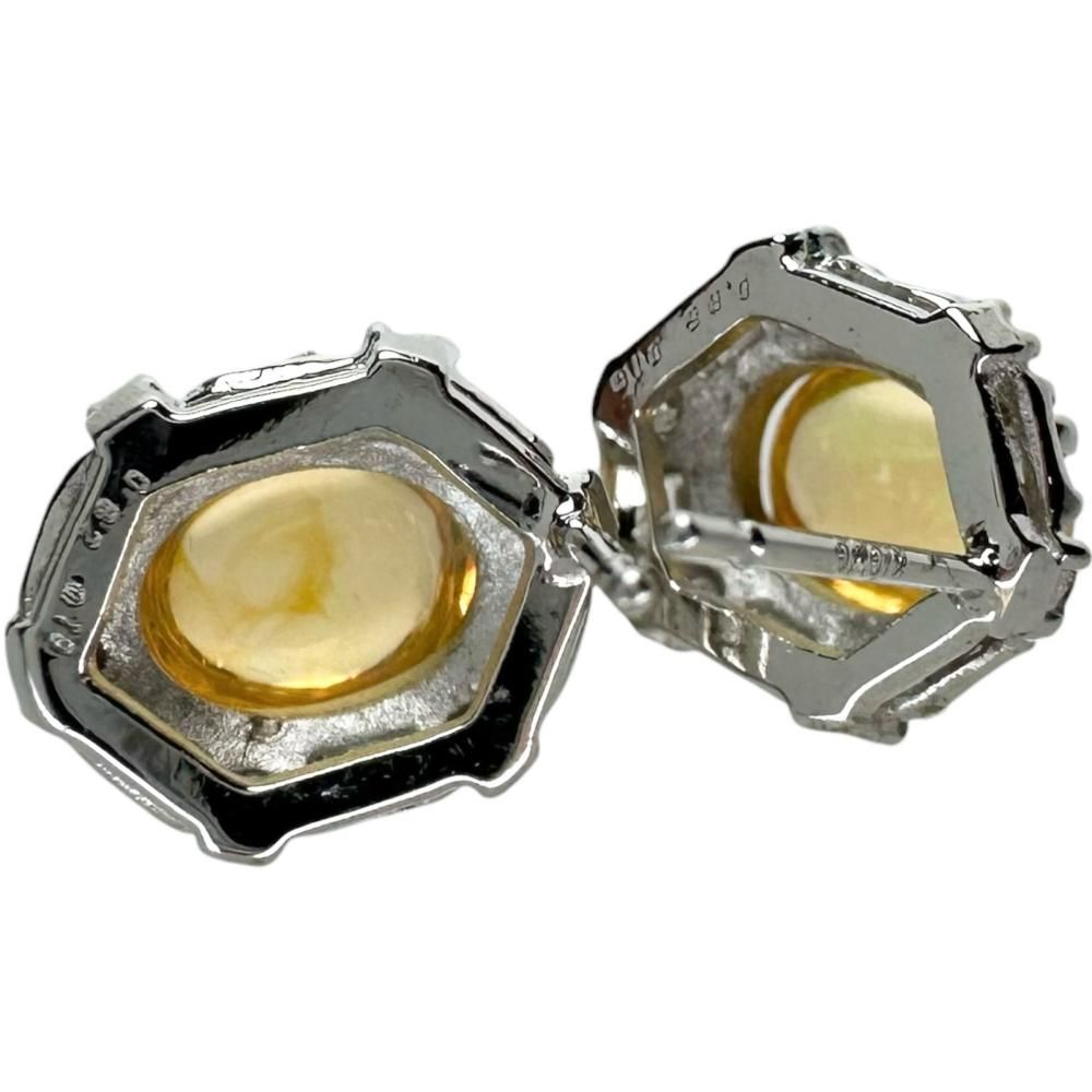 オパール 0.82/0.85ct ダイヤモンド 計0.19×2ct ピアス K18WGホワイト