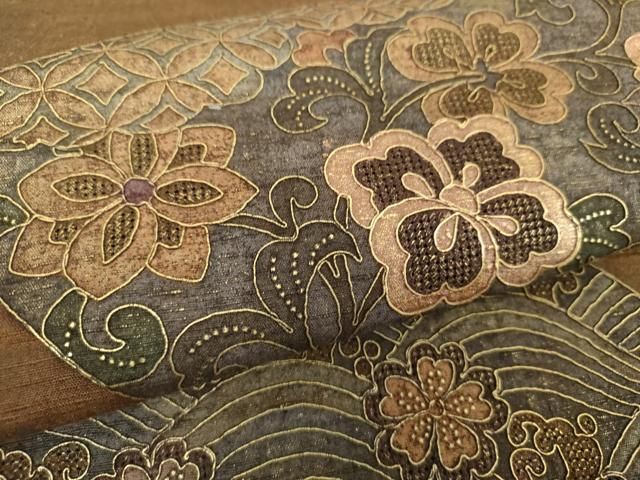 平和屋着物○西陣 中国三大刺繍 スワトウ刺繍 汕頭刺繍 総刺繍 太鼓柄