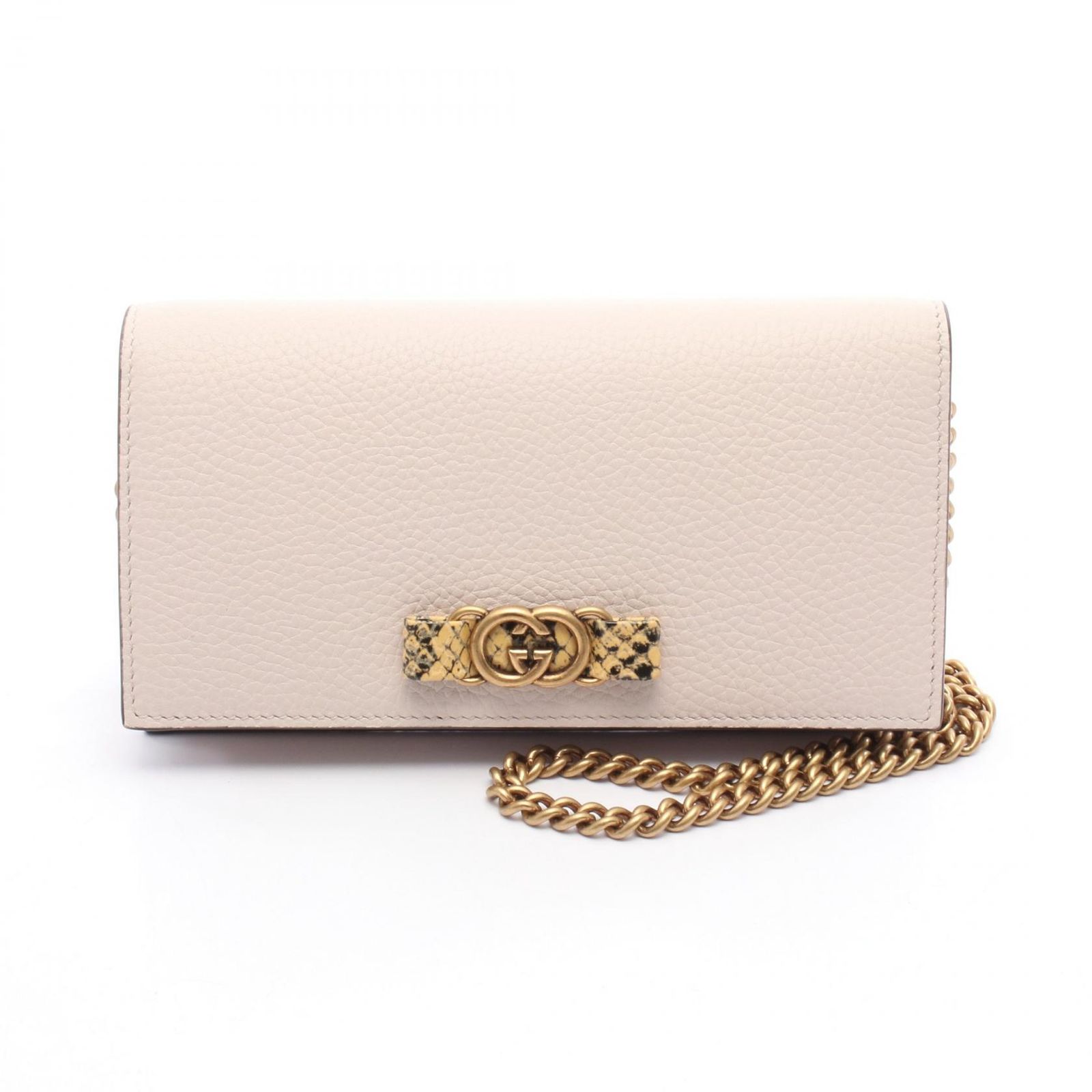 グッチ GUCCI ショルダーバッグ インターロッキングG 746056 ホワイト レザー インターロッキングG チェーンウォレット レディース Used A