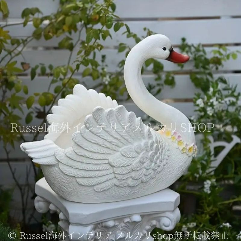 白鳥/プランター/鉢植え/置物/フランス Amazon.co.jp: Fmtop-JP ガーデンオーナメント 白鳥 花 ポット