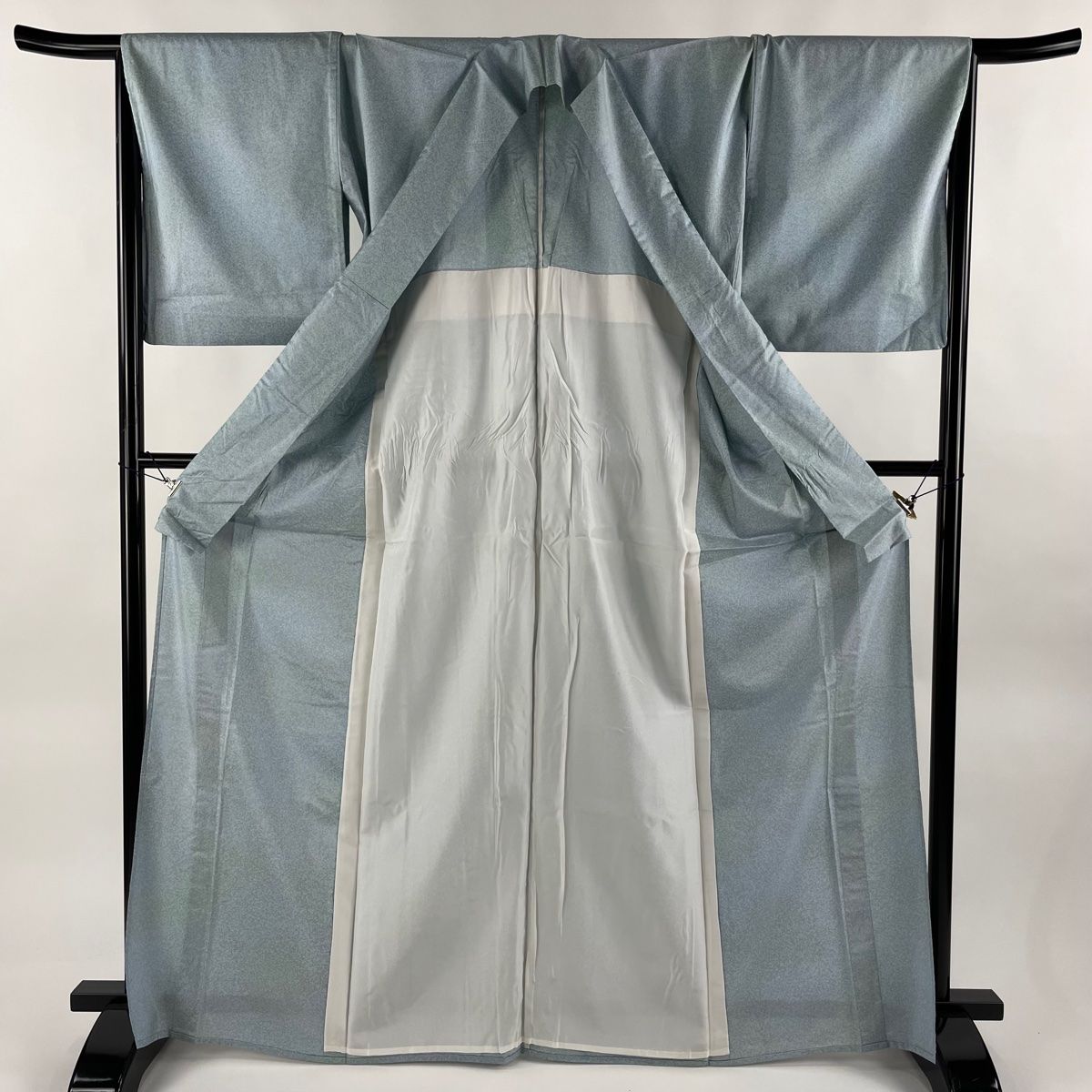 小紋 身丈168.5cm 裄丈67cm M 単衣 大島紬地 証紙 幾何学 ぼかし 青  