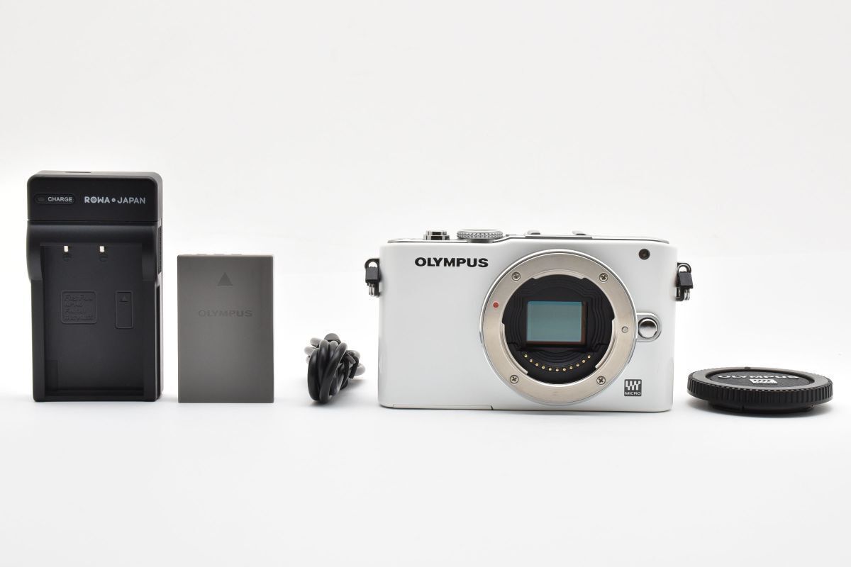 ショット数17425回 OLYMPUS PEN Lite E-PL3 ボディ ホワイト 充電器付き AYM4623 50