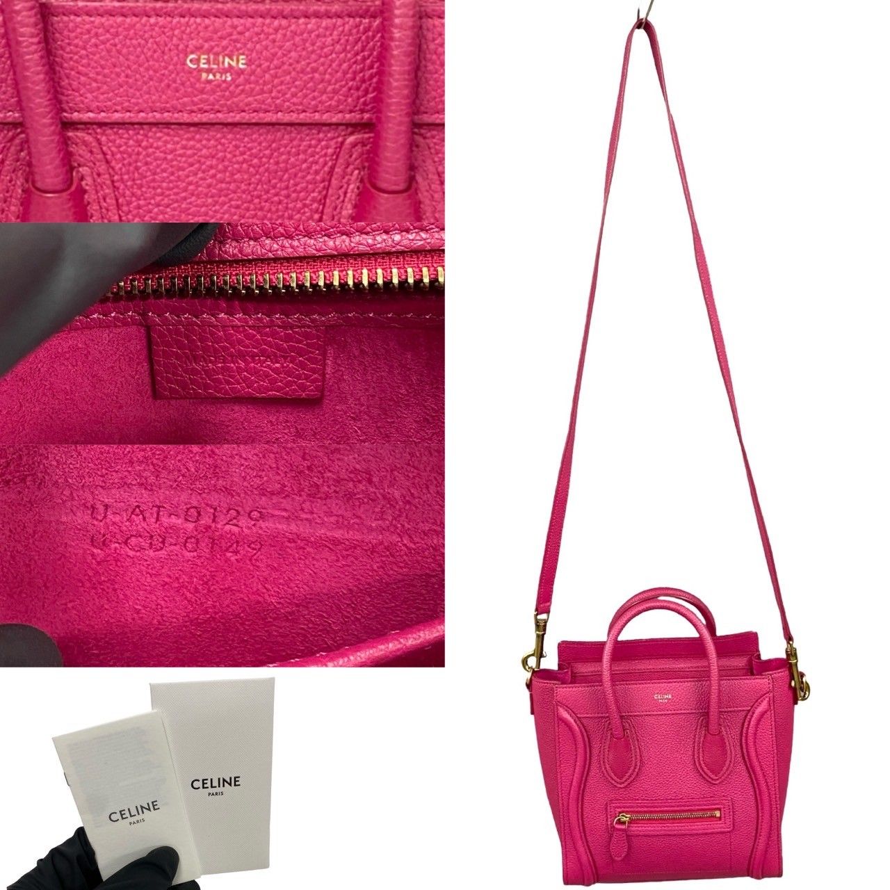 最終値下げ【美品】CÉLINE ショルダーバッグ ラゲージ　マイクロ　保存袋付き セリーヌ ラゲージ マイクロショッパー レザー ハンドバッグ