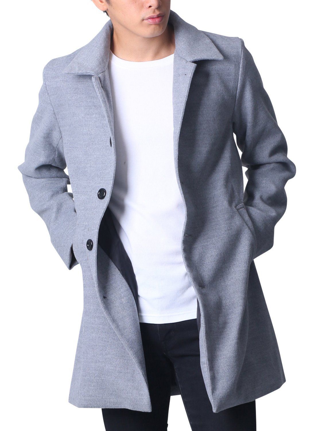 Size L_Color グレー liberte riche チェスターコート メンズ ロング ジャケット ウール 無地 秋冬 ビジネス 暖かい 紳士服 冬コート 厚手 グレー L