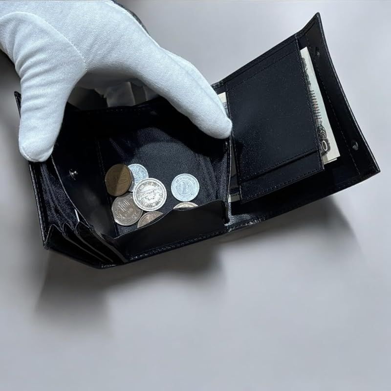 nokorika 栃木レザー 二つ折り財布 本革 メンズ レディース コンパクト 小銭入れ付き 11×9.5×3cm ブラック 1 MERCADOAVALIA_COM_BR