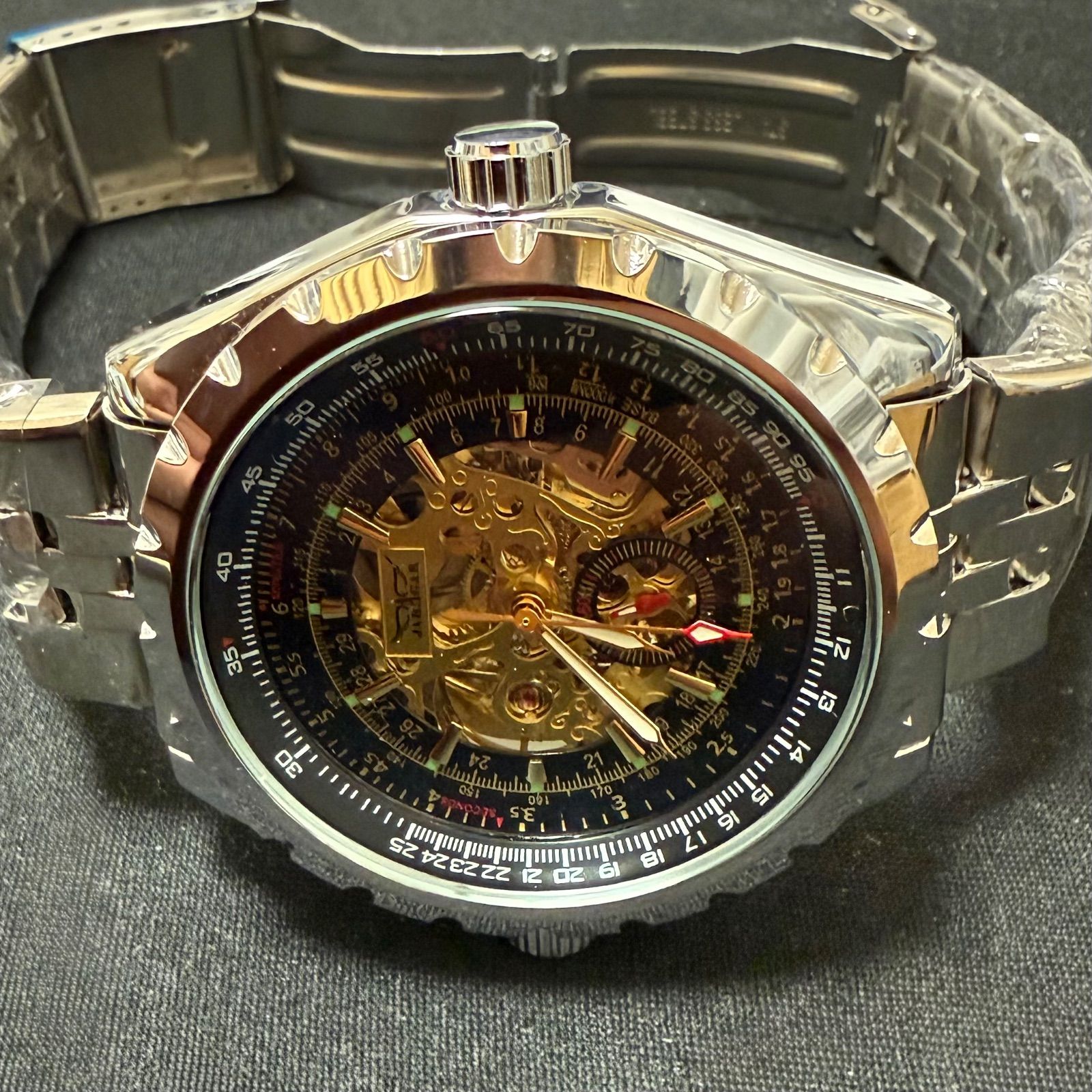 新品 JARAGAR 自動巻機械式腕時計 メンズウォッチ ステンレスベルト 