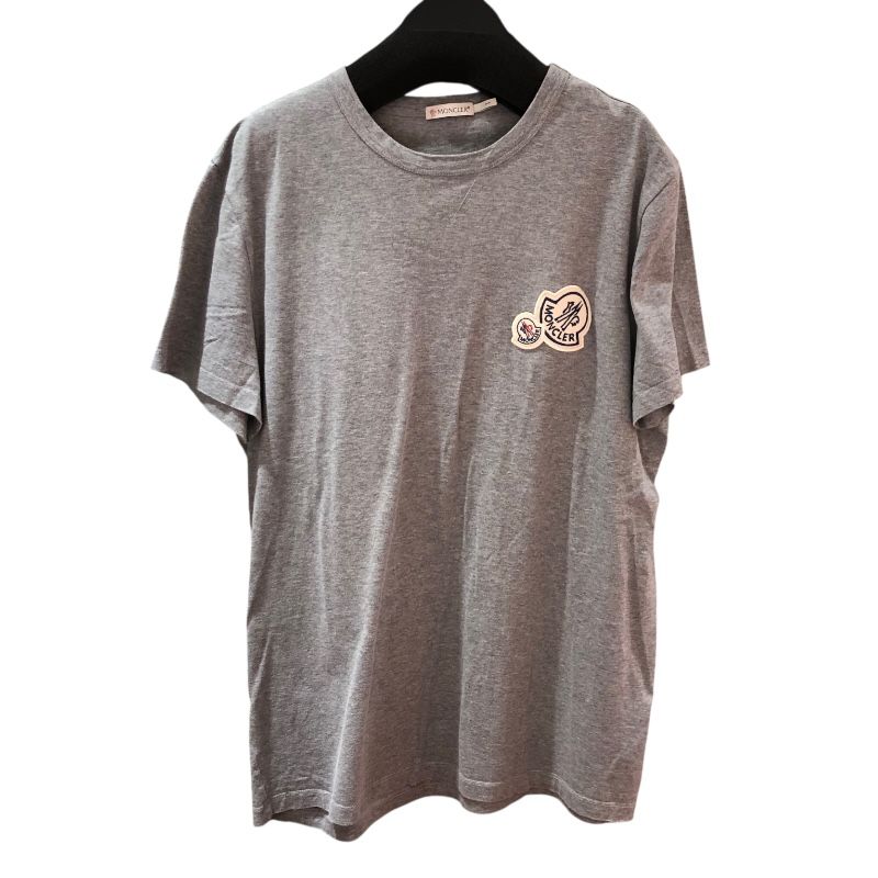モンクレール MONCLER ダブルロゴワッペンTシャツ 80325 グレー コットン コットン メンズ 半袖Ｔシャツ